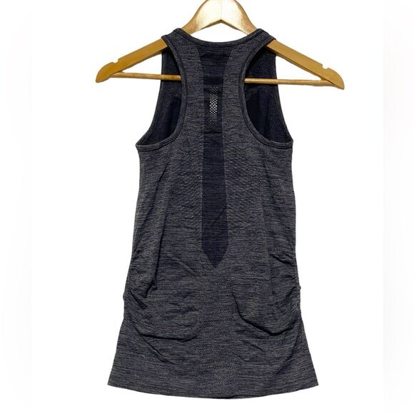 Athleta Size Small Finish Fast Gray Racerback Ruched Sides Tank - Picture 3 of 8